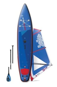 Starboard Waterman Package with Inflatable WindSUP Touring 126x30x6 Deluxe SC  Starboard Compact Rig 5,5 qm & Starboard Tiki Tech Paddel 3pcs 2022